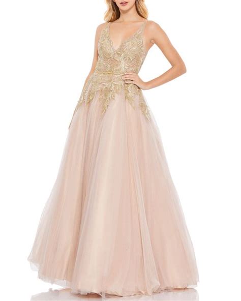 Mac Duggal Empire Chiffon Ball Gown In Champagne Pink Lyst