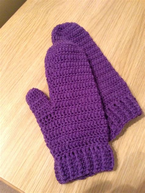 Purple Crochet Mittens 1st Attempt Crocheted By Kazalaaaar Crochet