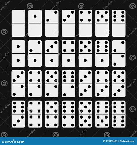 Creative Vector Illustration Of Realistic Domino Full Set Isolated On
