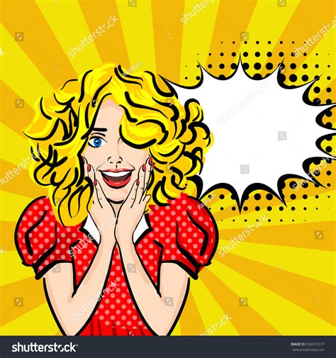 Blonde Hair Sexy Comic Girl Red Stock Vector Royalty Free 556572577