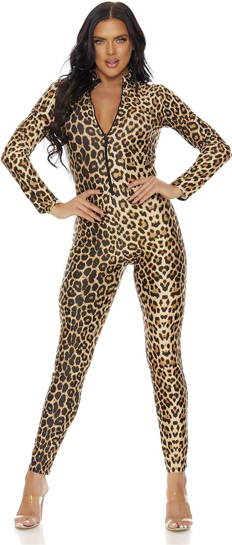 forplay women s leopard zipfront catsuit amazon ca clothing shoes and accessories
