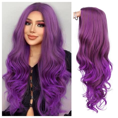 Hanne Fashion Ombre Purple Wig Long Wavy Synthetic Wig