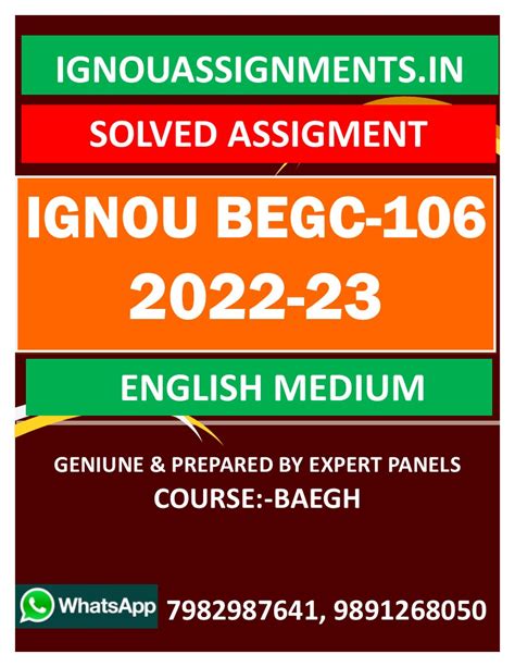 Ignou Begc 106 Solved Assignment 2022 23 English Medium