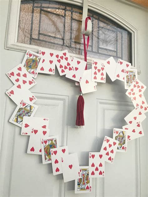 Playing Card Valentines Day Wreath Diy Valentines Day Decorations