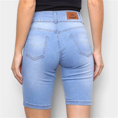 Bermuda Jeans Estonada Feminina Azul Zattini