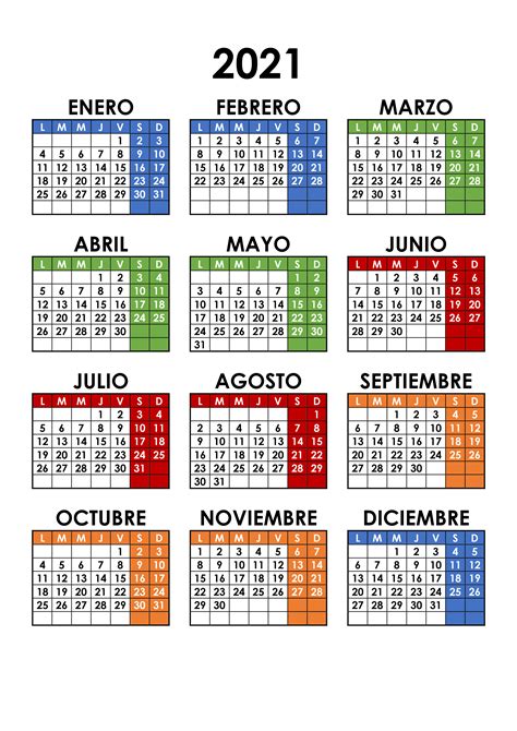 Calendario 2021 Calendarios Su