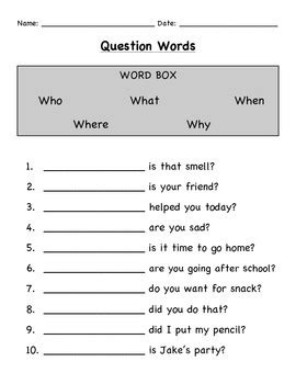 Wh questions answering where questions 1 question with three answer choices english language vocabulary speech therapy early intervention listening skills . Word Cline Exercises With Answers Pdf