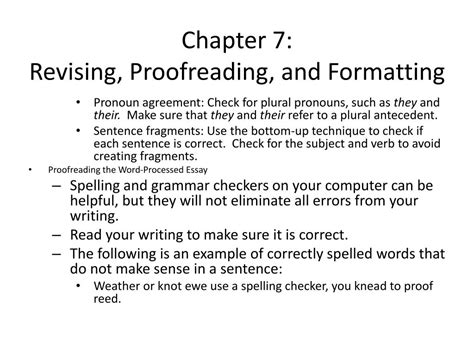 Ppt Chapter 7 Revising Proofreading And Formatting Powerpoint