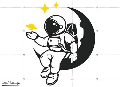 Astronaut On The Moon Digital File Astronaut On The Moon Svg Etsy