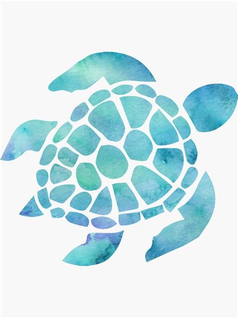 Sea Turtle Watercolor Blue Sticker In Turtle Painting Sea