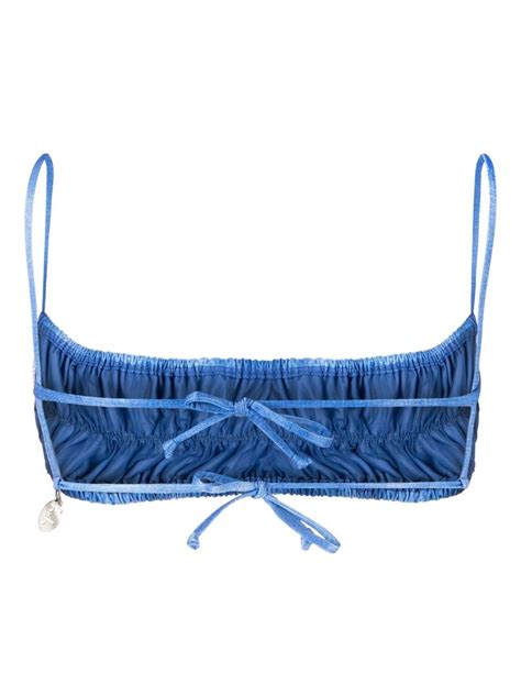 Hrh Ruched Strappy Bandeau Bikini Top Farfetch