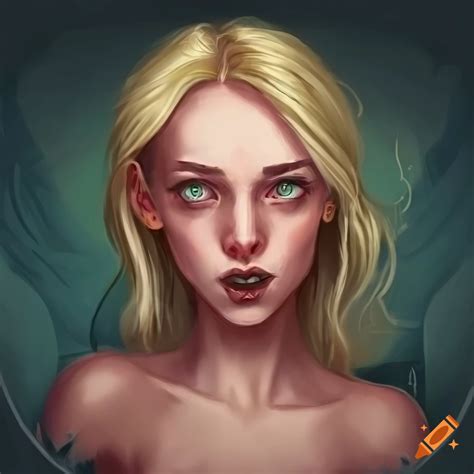 Portrait Of A Stunning Blonde Girl In Dungeons And Dragons Art Style On