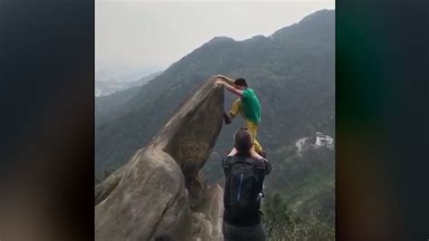 Professional Free Climber Falls From Cliff While Hanging Off A Rock