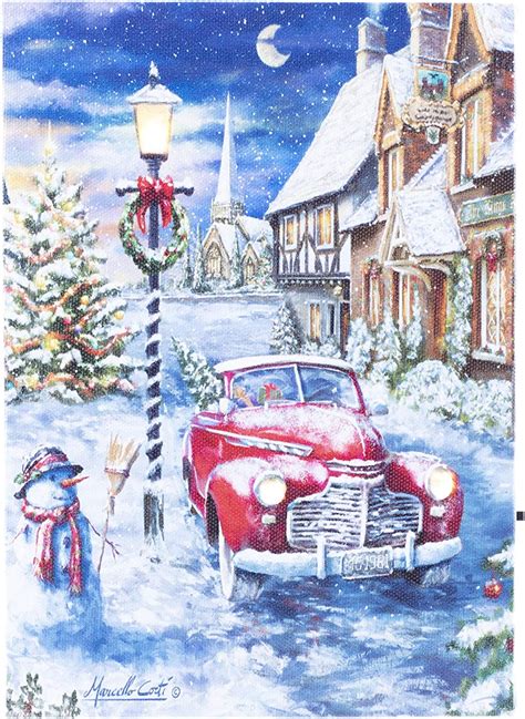Oak Street Christmas Winter Scenes Led Art 8x6 Tabletop