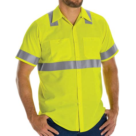 Red Kap Hi Visibility Ripstop Short Sleeve Work Shirt Type R Class 2