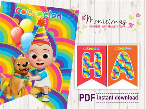 Cocomelon Happy Birthday Party Banner Digital Printable Images And My