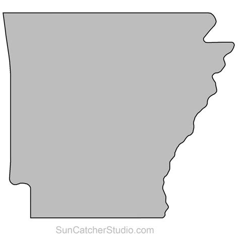 Arkansas Map Outline Printable State Shape Stencil Pattern