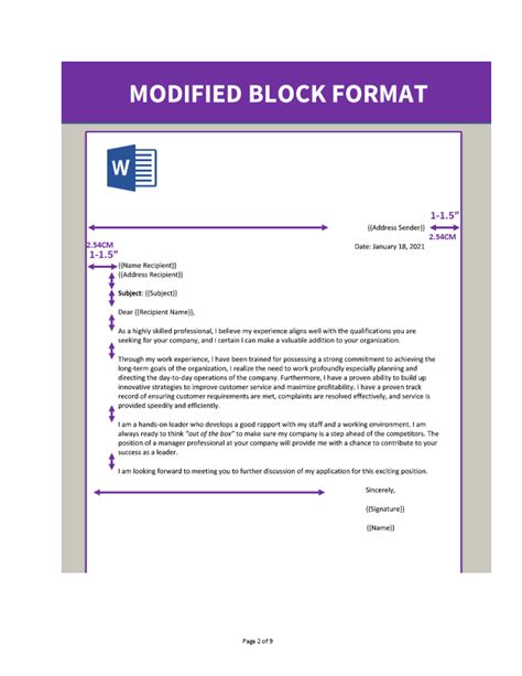 Modified Block Letter Template Word
