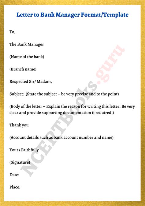 Free Letter To Bank Manager Formats For Various Requests Samples And Tips