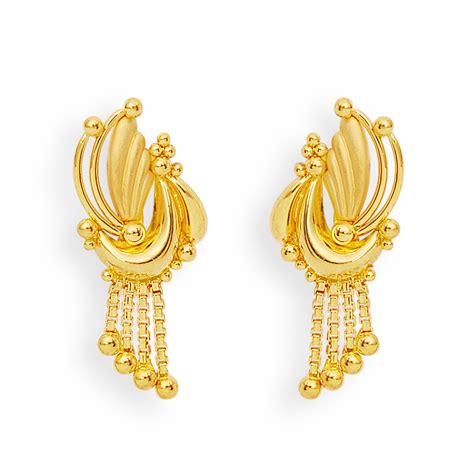 You save money when you shop for wedding rings online in nigeria. Earrings | Gold Feather and Balls Earrings | GRT Jewellers