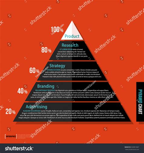 Layered Pyramid Chart Diagram Flat Style Stock Vector Royalty Free