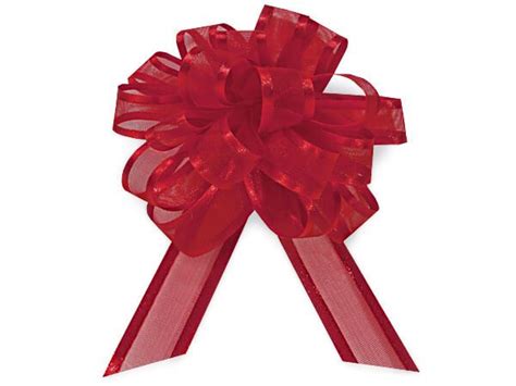 4 Red Satin Edge Sheer Organza Pull Bow 12 Pack Pull Bows Bows For
