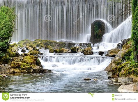 Mountain Stream Waterfall Stock Photo Image Of Leaf 86453510