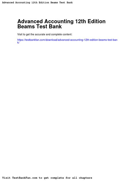 Advanced Accounting 12th Edition Beams Test Bank Pdf Stocks Investing