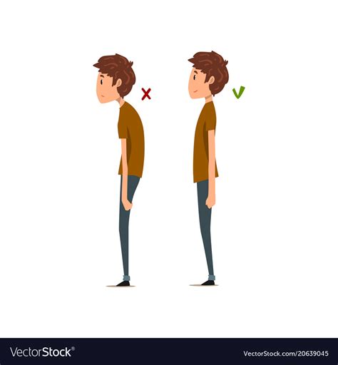 correct and wrong posture side view royalty free vector