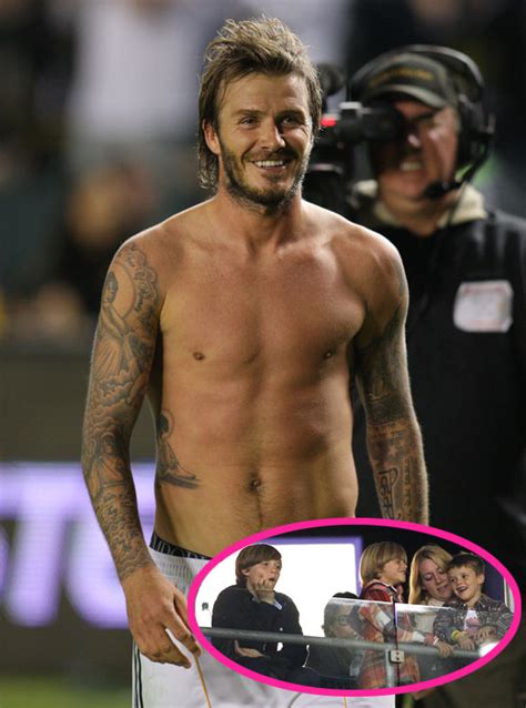 Pictures Of David Beckham Shirtless At An La Galaxy Game And Brooklyn And Cruz Skateboarding