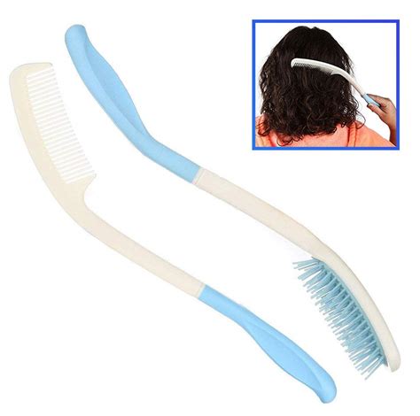 Kikigoal Long Reach Handled Comb And Hair Brush Set