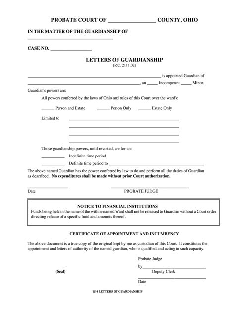 Oh 154 Letters Of Guardianship Complete Legal Document Online Us