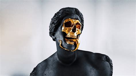 Statue Skull Gold Roman Greek Sculpture Wallpapers Hd