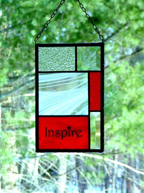 Inspire Suncatcher Stained Glass Panel Orange Small Panel