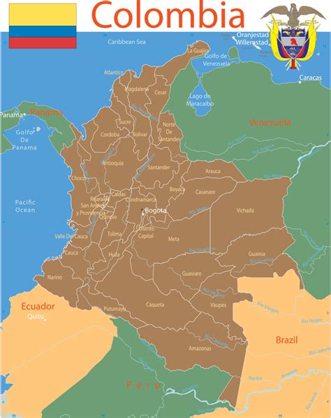 Colombia Map With Cities Blank Outline Map Of Colombia Colombia