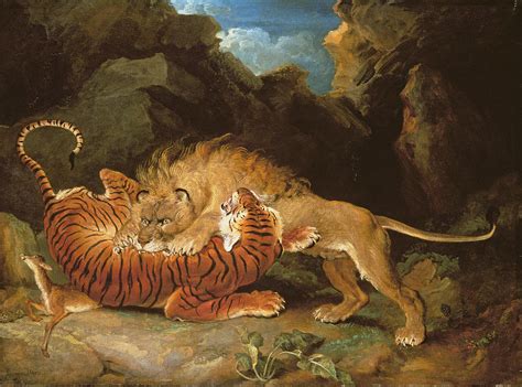 Fight Between A Lion And A Tiger 1797 Painting By James Ward