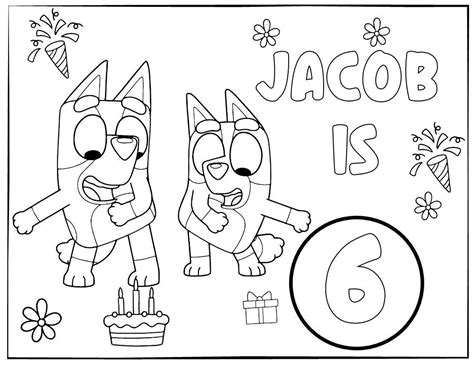 10 Printable Bluey Coloring Page For Birthday Personalized Etsy Norway