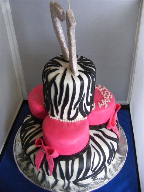 Zebra And Pink 17th Birthday Cake