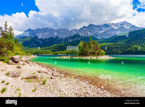 Eibsee Lake Near Garmisch Partenkirchen Town In Bavaria Germany Stock