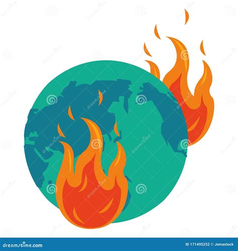 World Planet Earth With Fire Flame Stock Vector Illustration Of