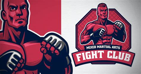 Mma Fight Club Logo With Fighter Posing Graphic Templates Envato