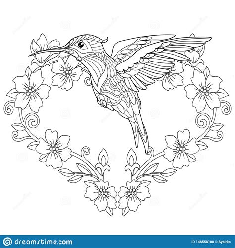 Here are some coloring pages for adults and maybe they'll inspire you to create your own zentangle or abstract coloring recently i wrote a post about coloring books for adults. Zentangle Hummingbird Coloring Page Stock Vector ...