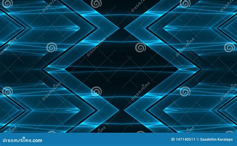 Abstract Futuristic Sci Fi Background With Blue Colored Glowing