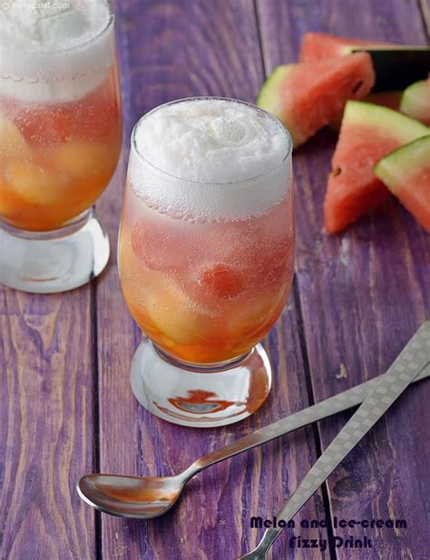 Summer is the perfect time to enjoy delicious cold watermelon drinks. Melon and Ice- Cream Fizzy Drink recipe, Mocktail Recipe ...