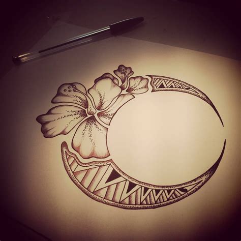 Hawaiian Flower Moon Tattoo Design Tatoos Pinterest Moon Tattoo