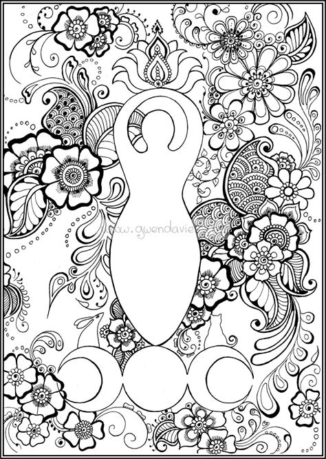 Image result for adult coloring pages animal patterns. Colour the Goddess zentangle colouring sheet A4 Pagan art