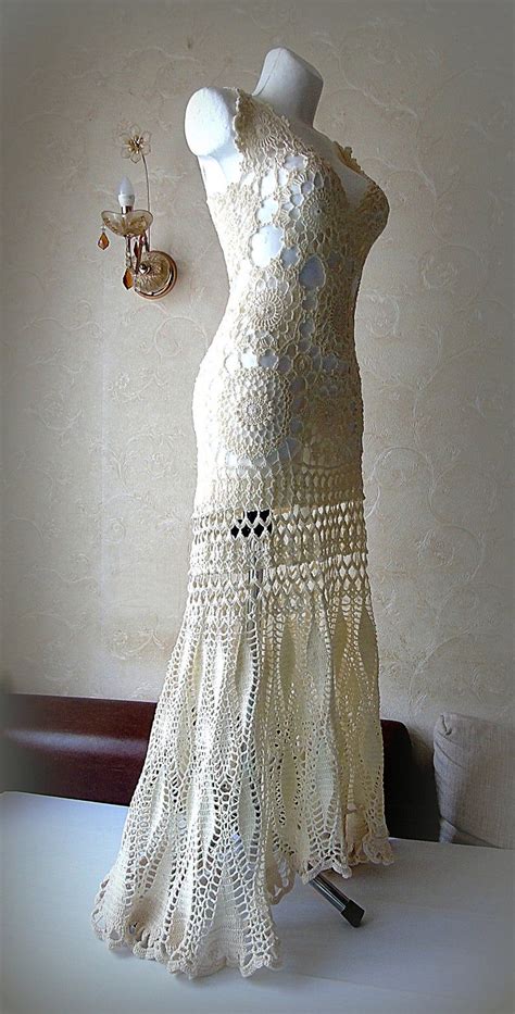 Wedding Dress Custom Crochet Wedding Dress Ivory Lace Bridal Etsy Crochet Wedding Dresses