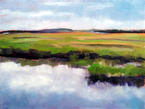 Abstract Landscape Original Oil Painting Marsh