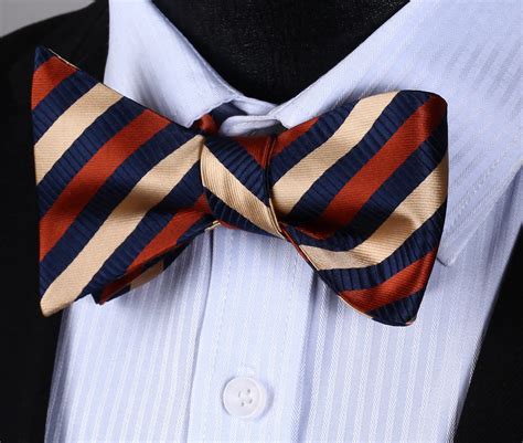 bs3004n orange navy blue stripe bowtie men silk party wedding self bow tie in men s ties