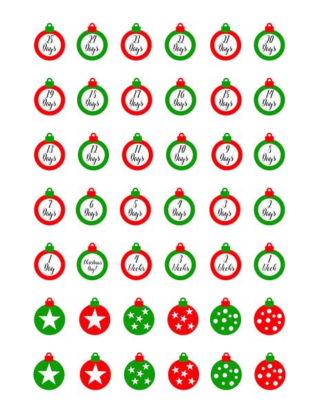 Christmas Countdown Printable Planner Stickers Ornaments The Digital